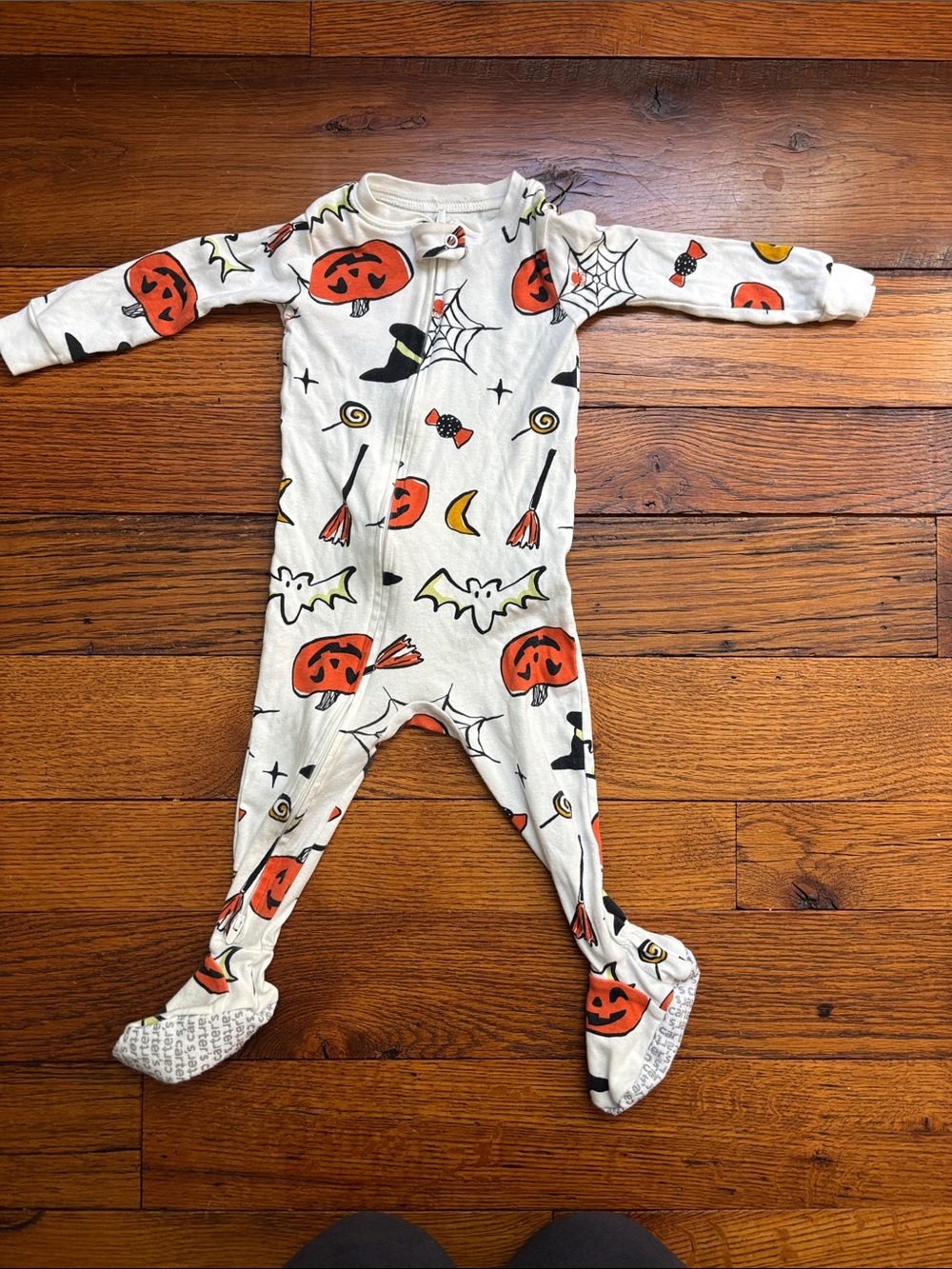 Carter’s Halloween Pumpkin Footed One-Piece Pajamas - Two Way Zip